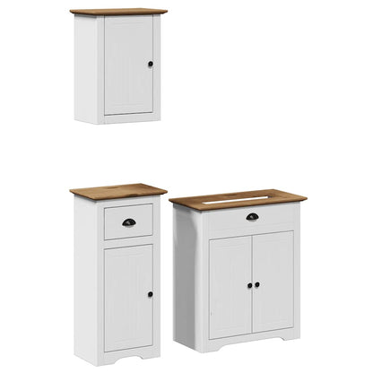 Set Mobili da Bagno 3 pz BODO in Legno Massello di Pino