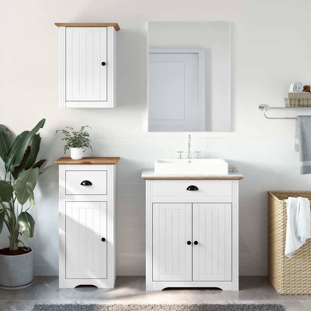 Set Mobili da Bagno 3 pz BODO in Legno Massello di Pino
