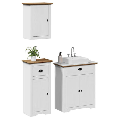 Set Mobili da Bagno 3 pz BODO in Legno Massello di Pino