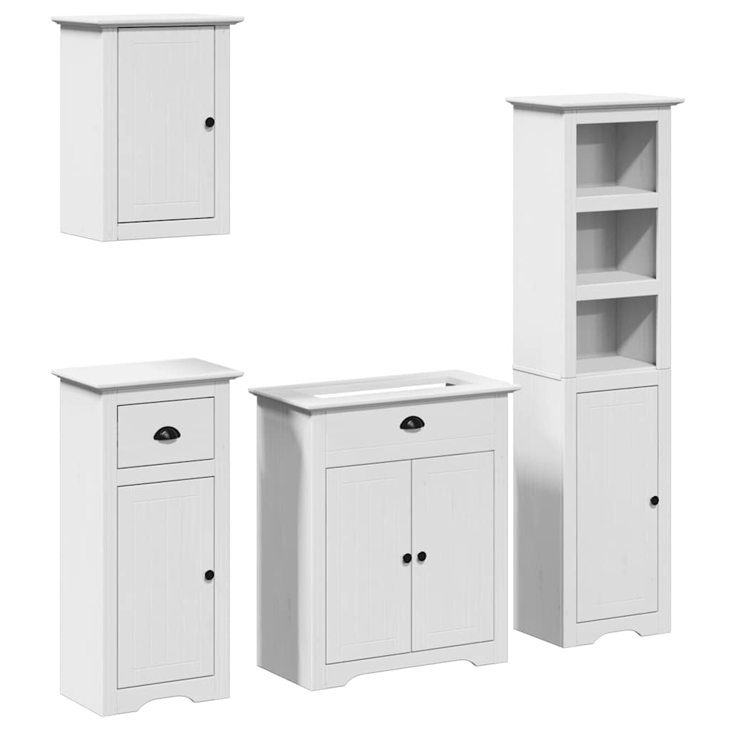 Set Mobili da Bagno 4 pz BODO Bianco in Legno Massello di Pino