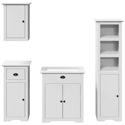 Set Mobili da Bagno 4 pz BODO Bianco in Legno Massello di Pino
