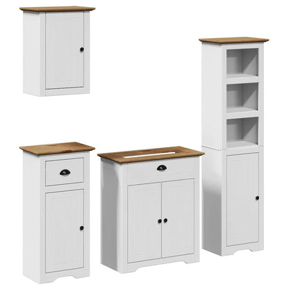 Set Mobili da Bagno 4 pz BODO Bianco in Legno Massello di Pino