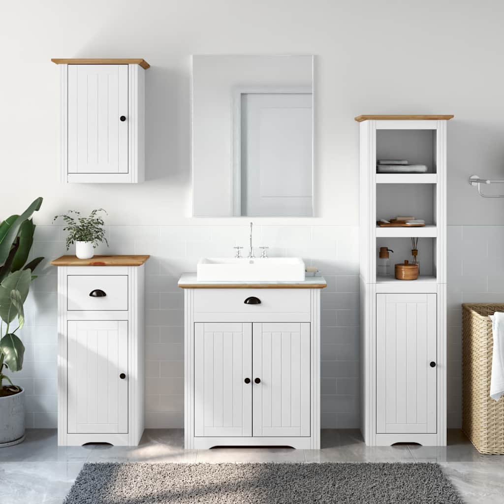 Set Mobili da Bagno 4 pz BODO Bianco in Legno Massello di Pino