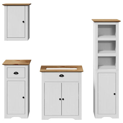 Set Mobili da Bagno 4 pz BODO Bianco in Legno Massello di Pino