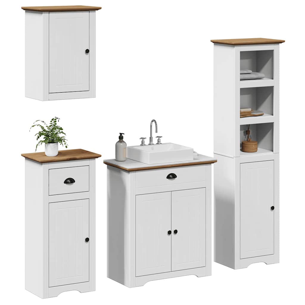 Set Mobili da Bagno 4 pz BODO Bianco in Legno Massello di Pino