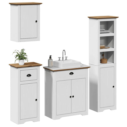 Set Mobili da Bagno 4 pz BODO Bianco in Legno Massello di Pino