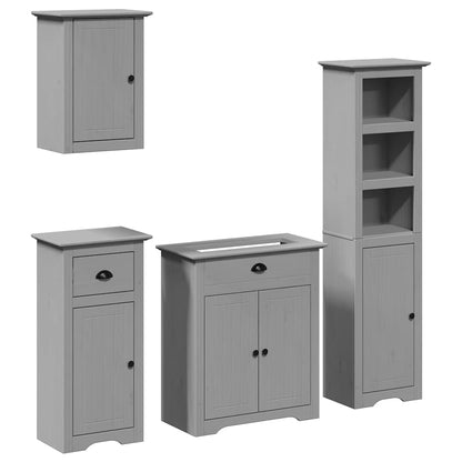 Set Mobili da Bagno 4 pz BODO Bianco in Legno Massello di Pino