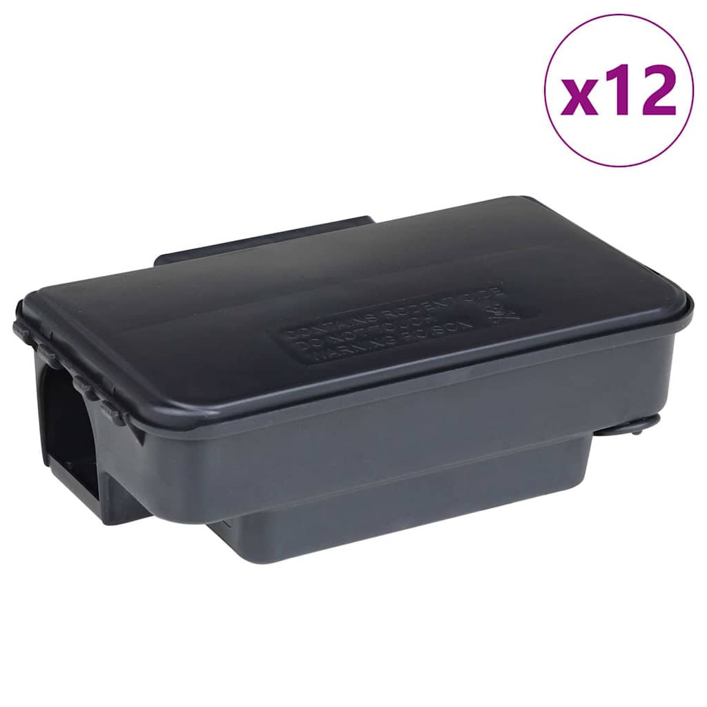 Trappole per Topi 12 pz Nere 22x12,5x7,5 cm