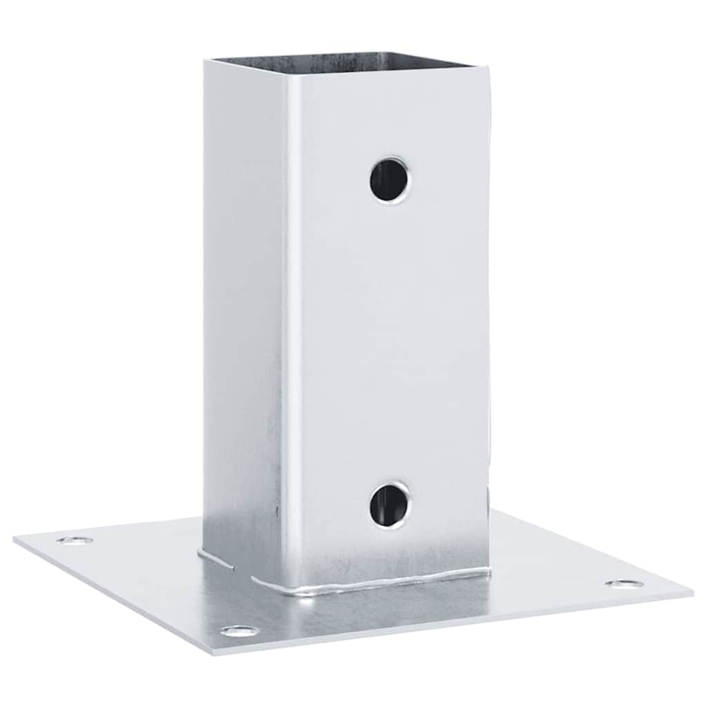 Basi per Pali Quadrate 4 pz Argento 61x61 mm in Acciaio Zincato