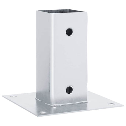Basi per Pali Quadrate 4 pz Argento 61x61 mm in Acciaio Zincato
