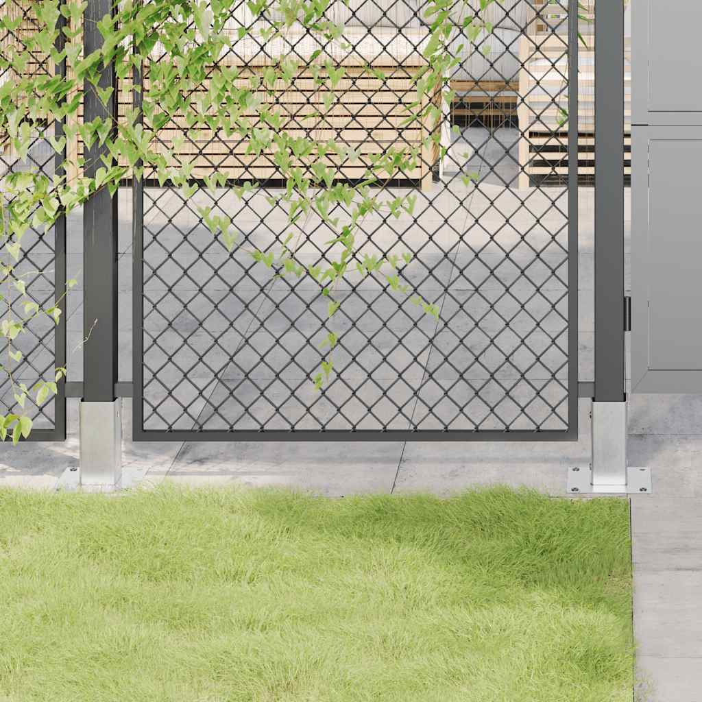 Basi per Pali Quadrate 4 pz Argento 61x61 mm in Acciaio Zincato
