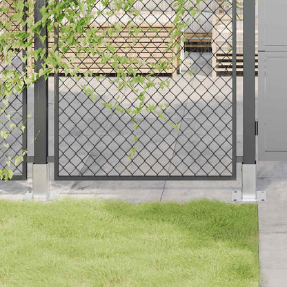 Basi per Pali Quadrate 4 pz Argento 61x61 mm in Acciaio Zincato