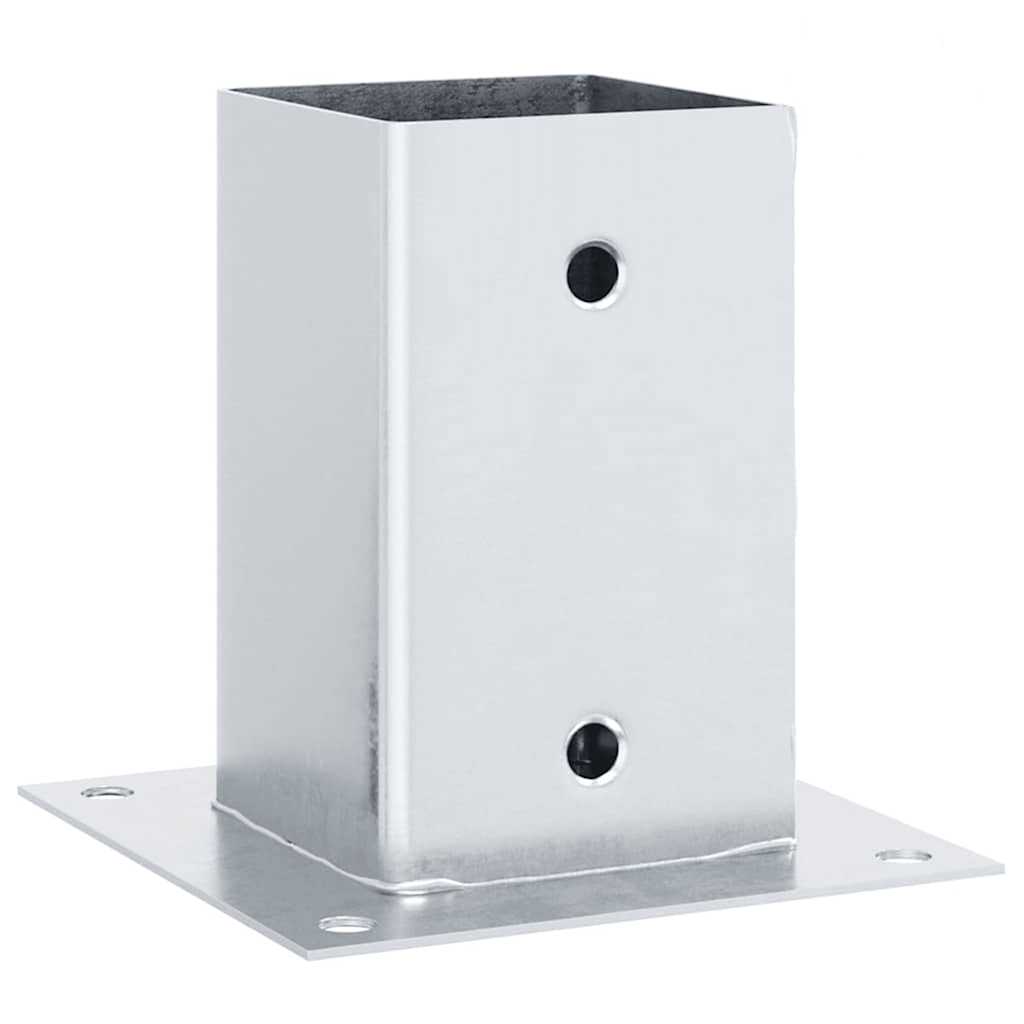 Basi per Pali Quadrate 4 pz Argento 81x81 mm in Acciaio Zincato