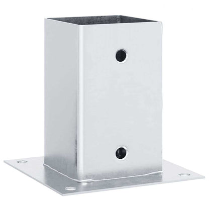 Basi per Pali Quadrate 4 pz Argento 81x81 mm in Acciaio Zincato