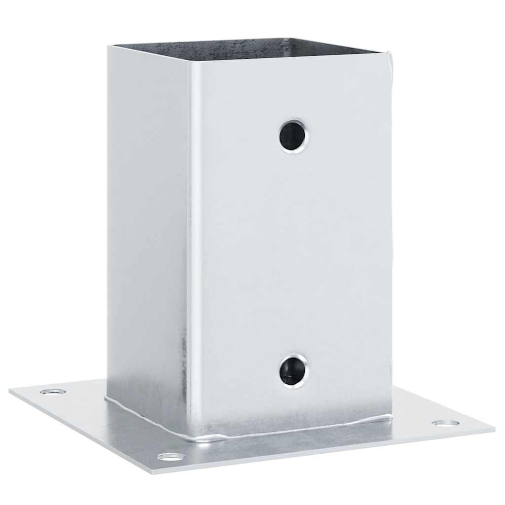 Basi per Pali Quadrate 12 pz Argento 81x81 mm Acciaio Zincato