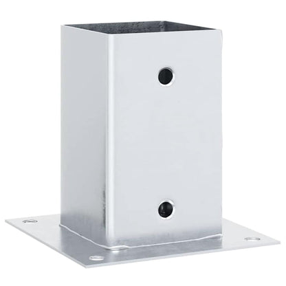 Basi per Pali Quadrate 4 pz Argento 91x91 mm in Acciaio Zincato
