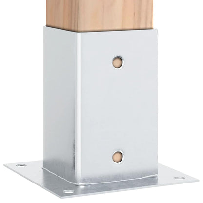 Basi per Pali Quadrate 4 pz Argento 91x91 mm in Acciaio Zincato