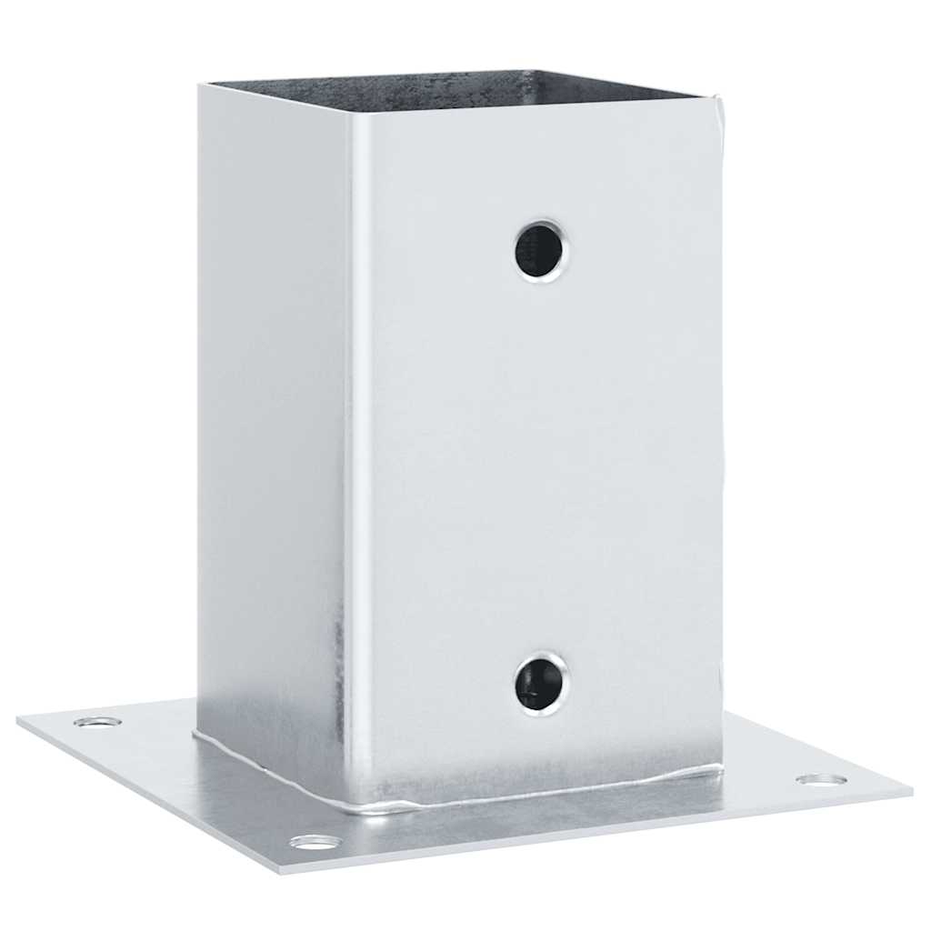 Basi per Pali Quadrate 12 pz Argento 91x91 mm Acciaio Zincato