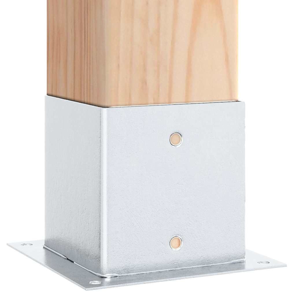 Basi per Pali Quadrate 4 pz Argento 141x141 mm Acciaio Zincato