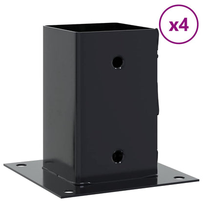 Basi per Pali Quadrati 4 pz 81x81 mm Acciaio Verniciato Polvere