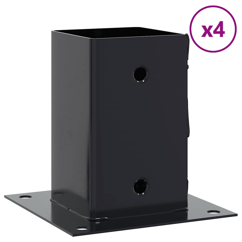 Basi per Pali Quadrati 4 pz 91x91 mm Acciaio Verniciato Polvere