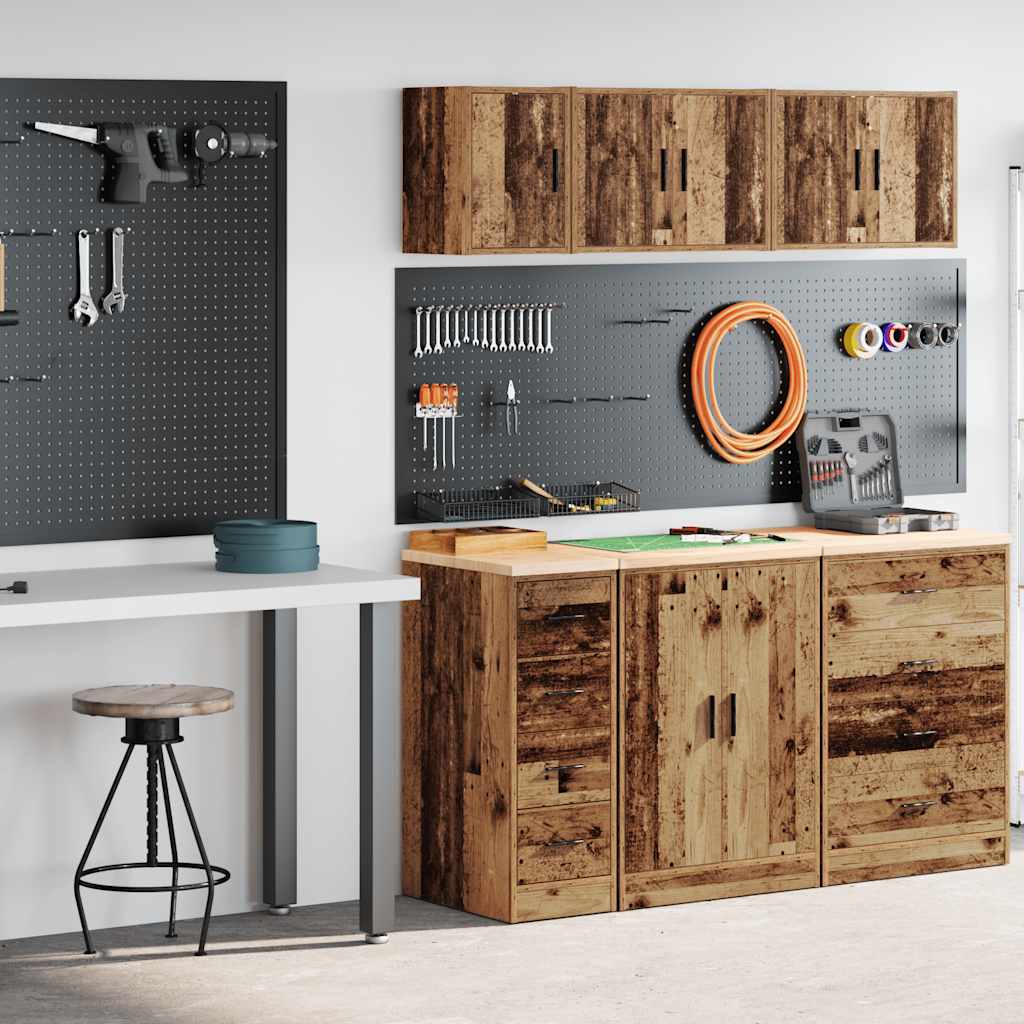 Armadi da Garage 2 pz Legno Antico in Legno Multistrato