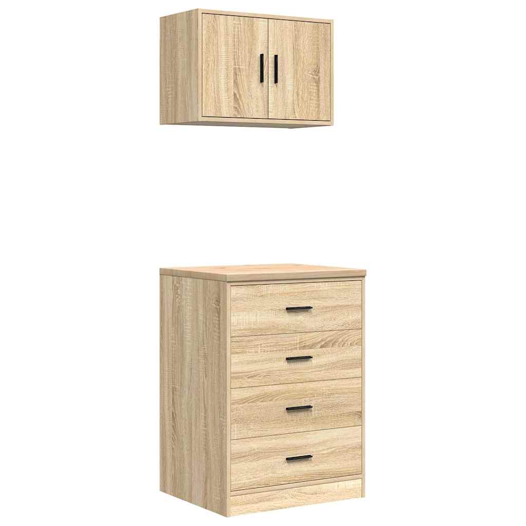 Armadi da Garage 2 pz Rovere Sonoma in Legno Multistrato