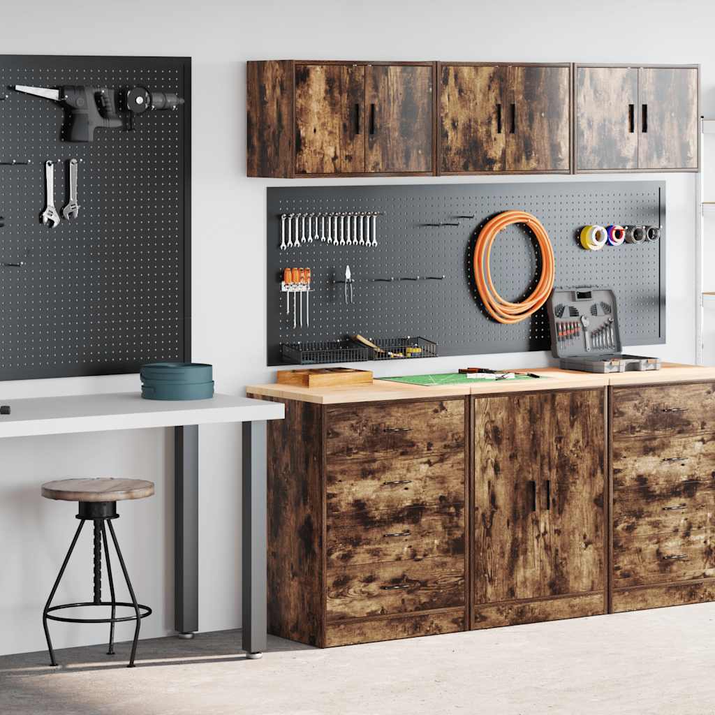 Armadi da Garage 2 pz Rovere Fumo in Legno Multistrato