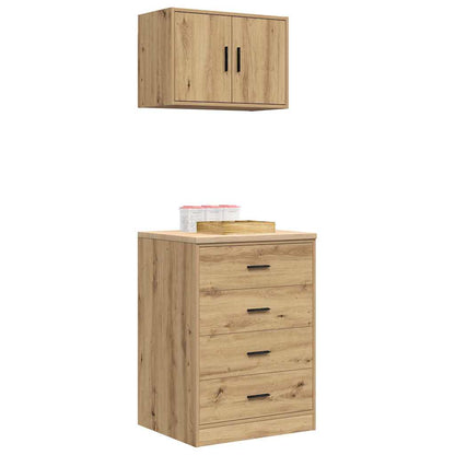 Armadi da Garage 2 pz Rovere Artigianale in Legno Multistrato