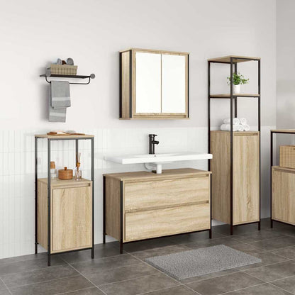 Set di mobili per il bagno con cassetto 3 pcs Rovere Sonoma