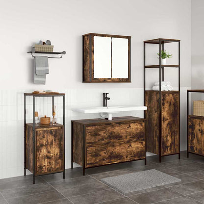 Set di mobili per il bagno 3 pcs Rovere fumÃƒÂ© Legno multistrato
