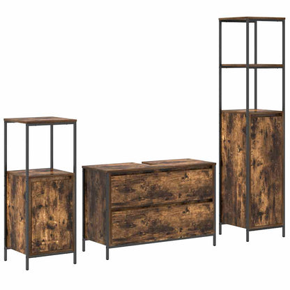 Set di mobili per il bagno 3 pcs Rovere fumÃƒÂ© Legno multistrato