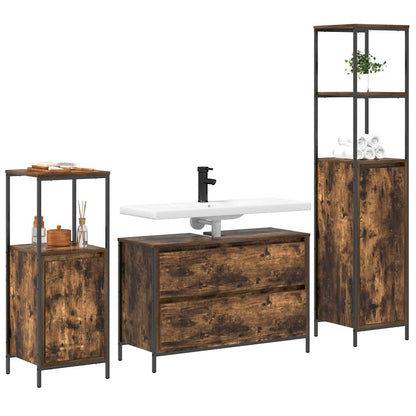 Set di mobili per il bagno 3 pcs Rovere fumÃƒÂ© Legno multistrato