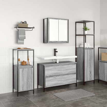 Set di mobili per il bagno con cassetto 3 pcs Grigio Sonoma