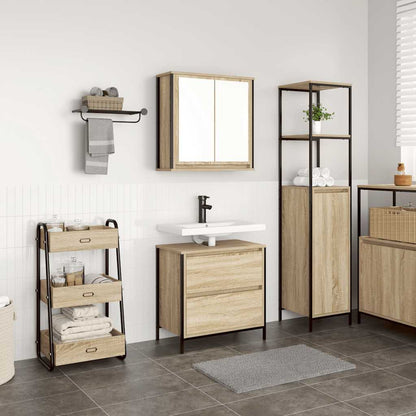 Set Mobili da Bagno 2 pz Rovere Sonoma in Legno Multistrato