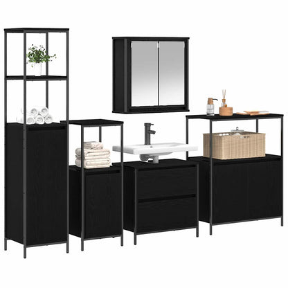 Set di mobili per il bagno 5 pcs Nero 76.5 x 35 x 95 cm
