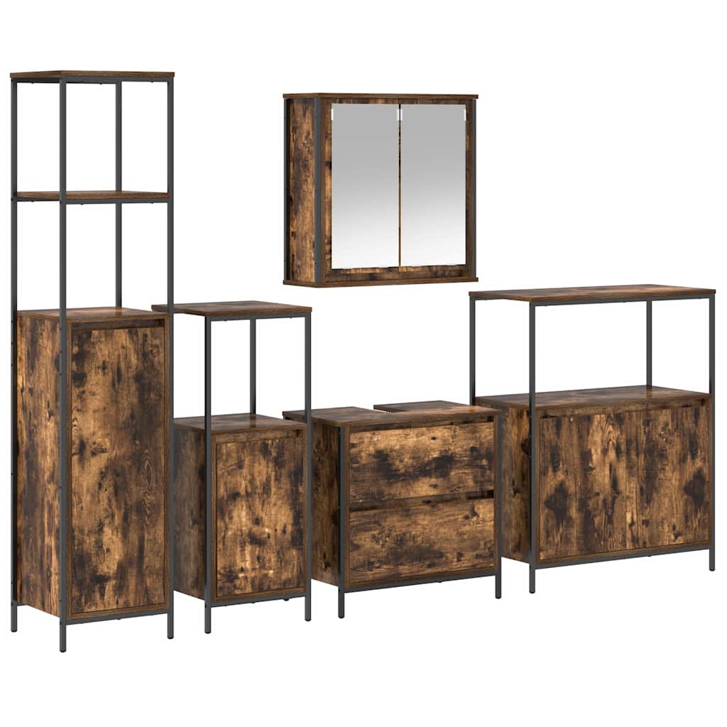 Set di mobili per il bagno 5 pcs Marrone 76.5 x 35 x 95 cm