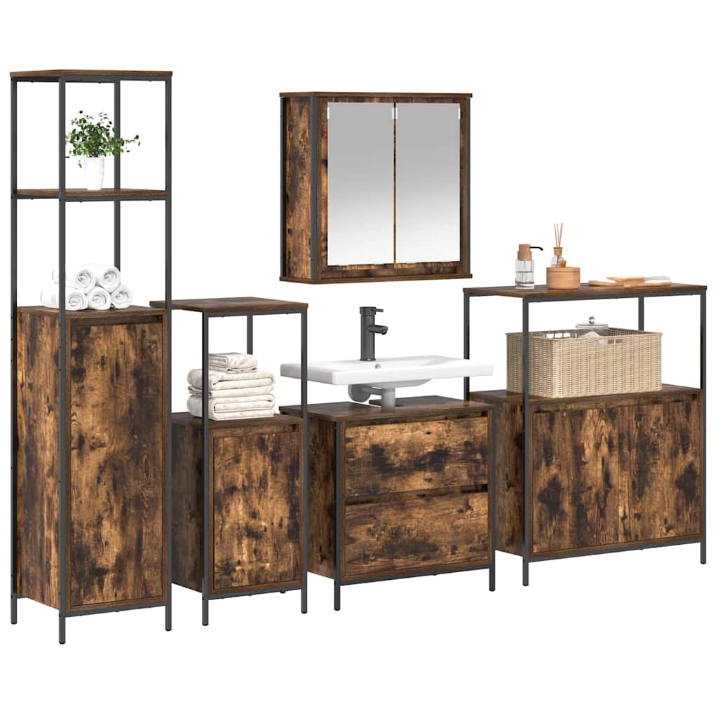 Set di mobili per il bagno 5 pcs Marrone 76.5 x 35 x 95 cm
