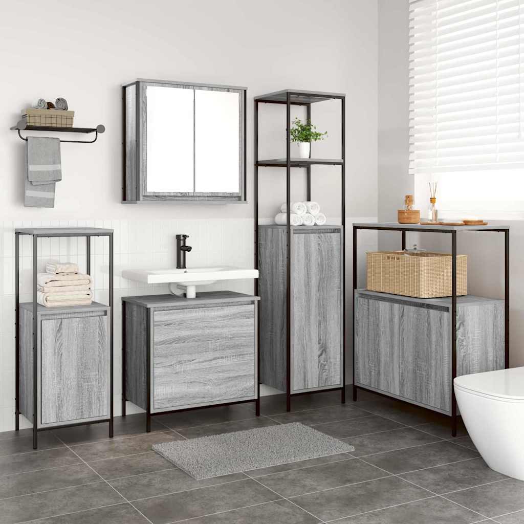 Set di mobili per il bagno 5 pcs Grigio 76.5 x 35 x 95 cm