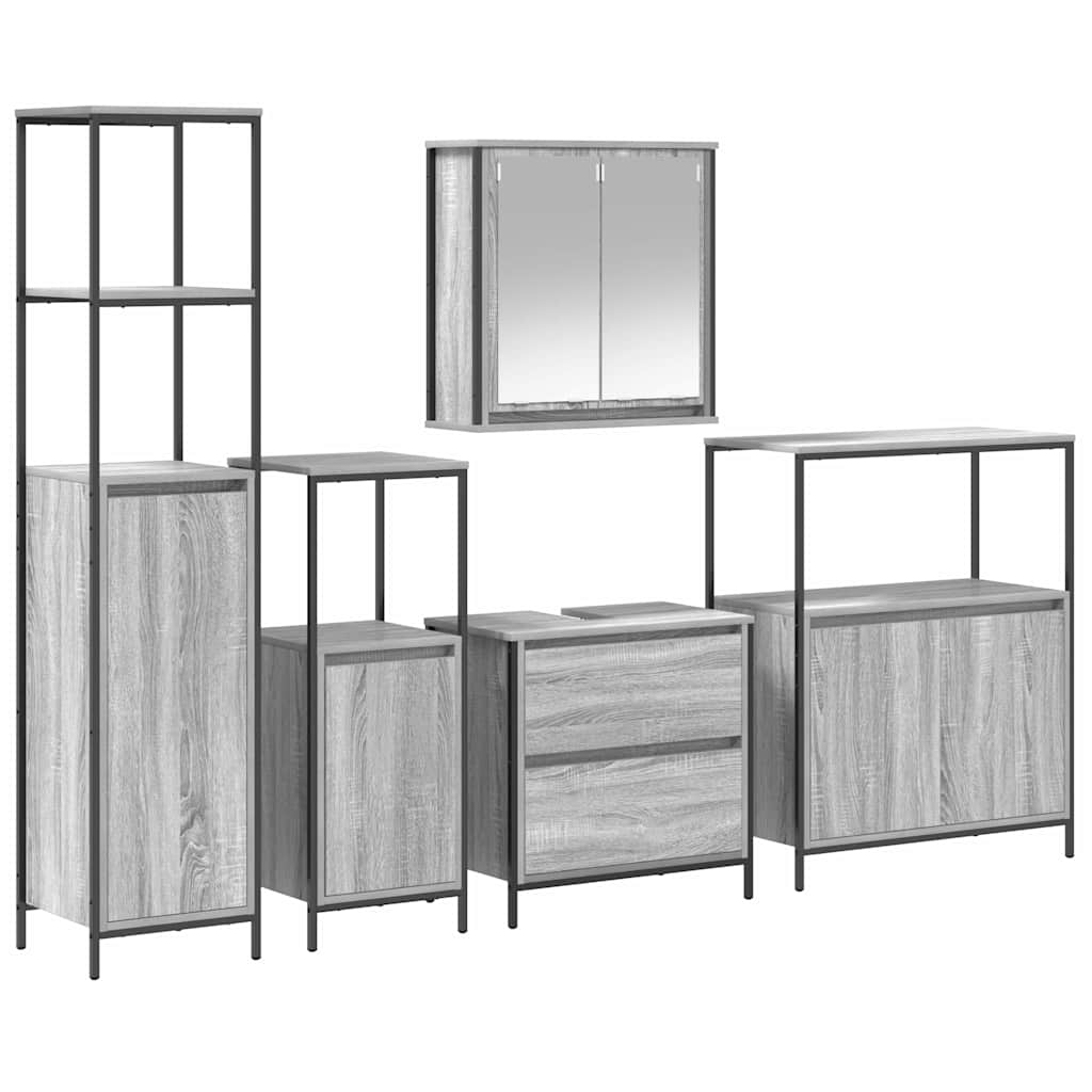 Set di mobili per il bagno 5 pcs Grigio 76.5 x 35 x 95 cm
