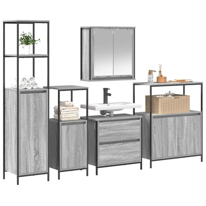 Set di mobili per il bagno 5 pcs Grigio 76.5 x 35 x 95 cm