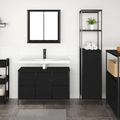 Set di mobili per il bagno con cassetto 2 pcs Rovere nero
