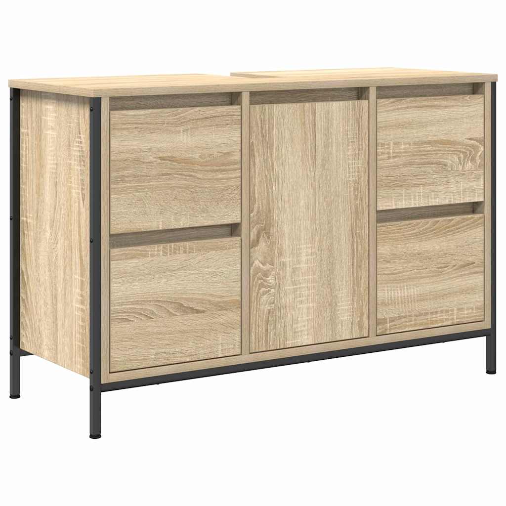 Set di mobili per il bagno con porta 3 pcs Rovere Sonoma e Nero