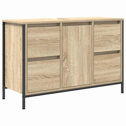 Set di mobili per il bagno con porta 3 pcs Rovere Sonoma e Nero