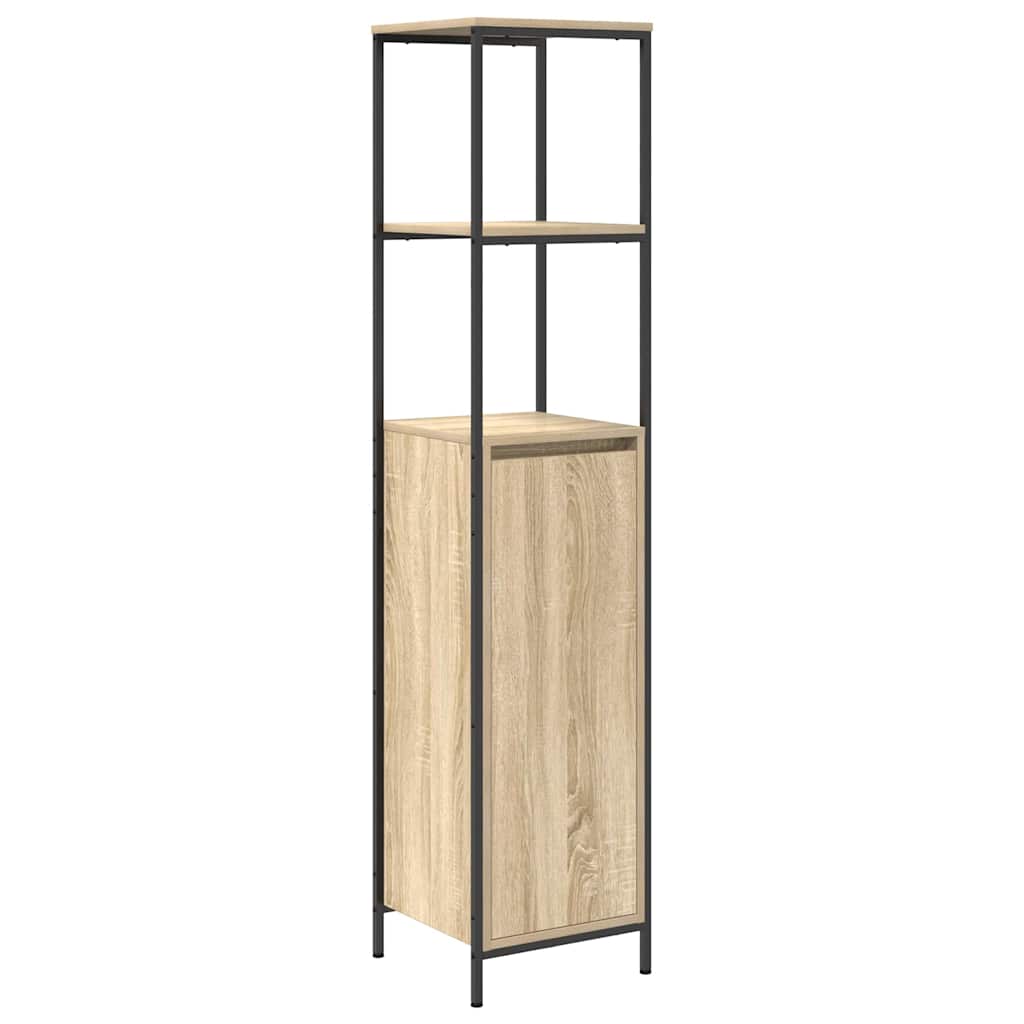 Set di mobili per il bagno con porta 2 pcs Rovere Sonoma e Nero