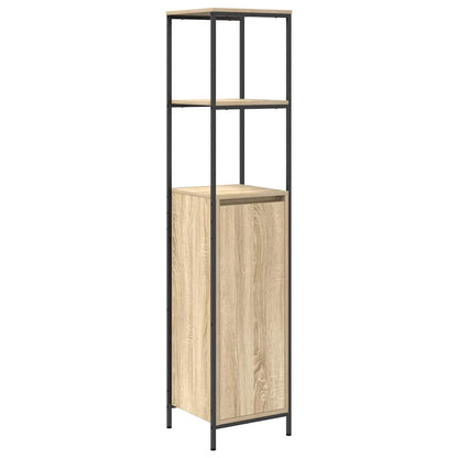 Set di mobili per il bagno con porta 2 pcs Rovere Sonoma e Nero