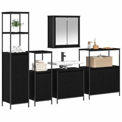 Set di mobili per il bagno 5 pcs Rovere Nero Legno multistrato