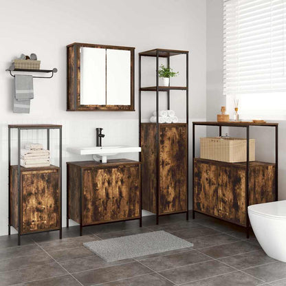 Set di mobili per il bagno 5 pcs Rovere Affumicato e Nero