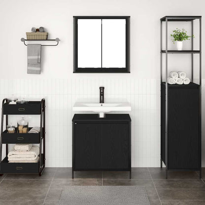 Set Mobili da Bagno 2 pz Rovere Nero in Legno Multistrato