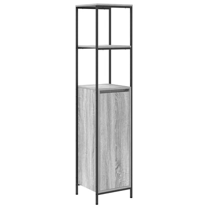Set di mobili per il bagno con porta 3 pcs Grigio Sonoma e Nero